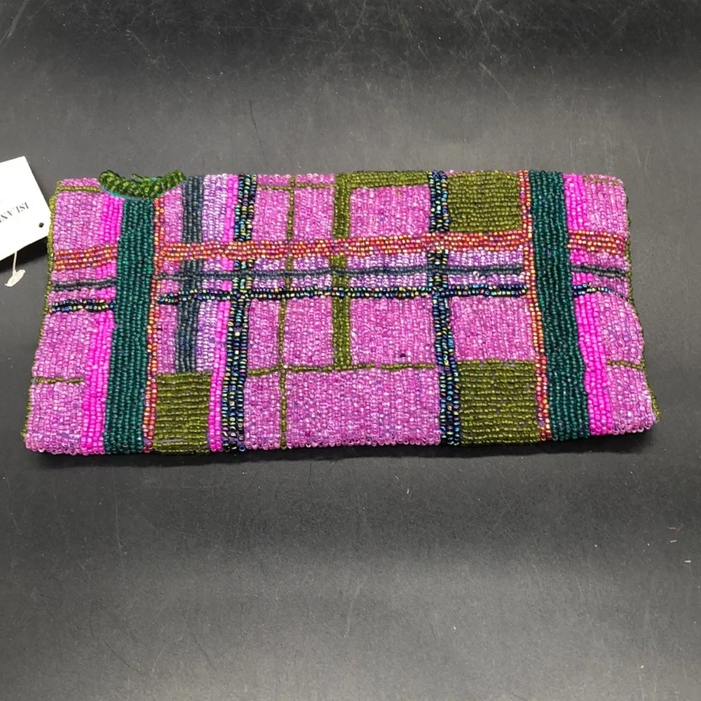 Purple Beaded Envelop Bag